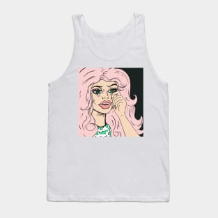 Crying Pink Haired Comic Book Girl Tank Top